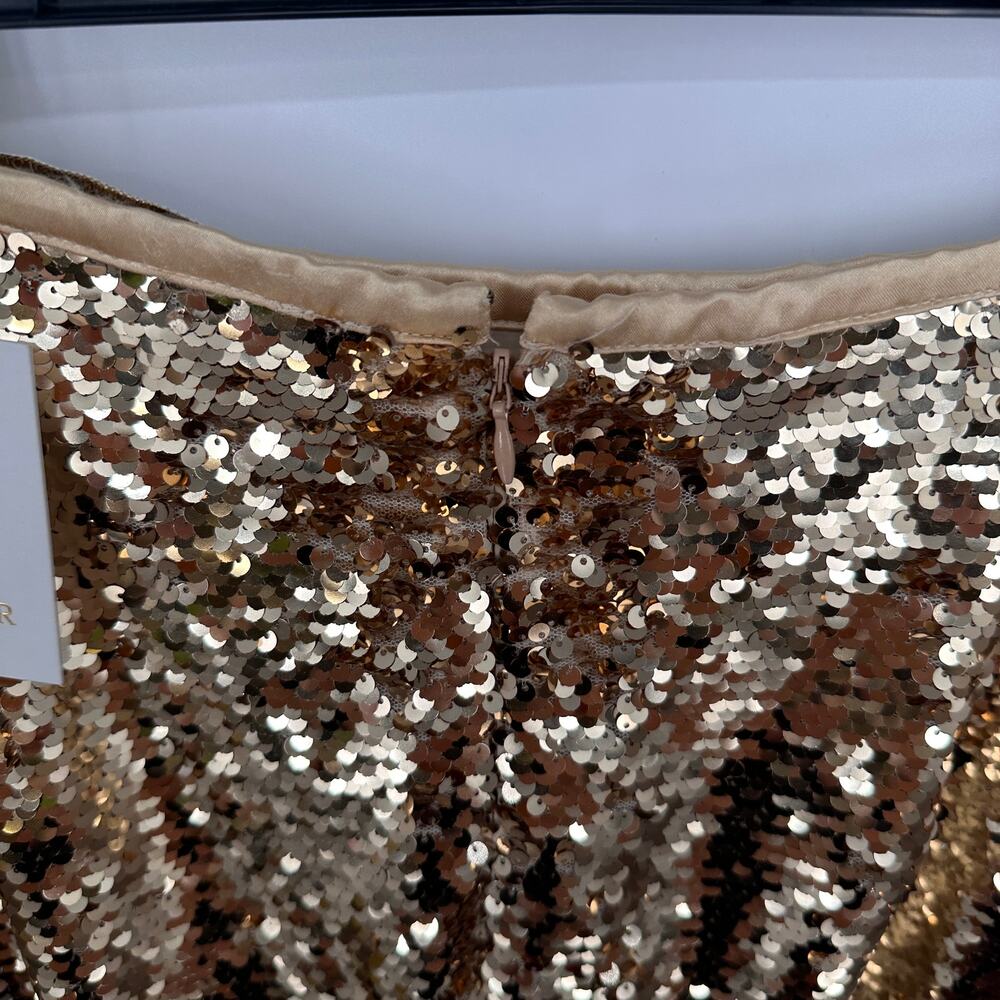 MARIE OLIVER NWT Wray Midi Skirt in Gold Sequin // 2 - Picture 13 of 15